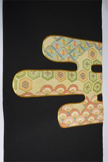 K628厳選逸品 塩瀬 金駒刺繍 黒色地 気品豊かに 高級美術名古屋帯