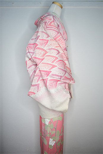 ビンテージ レトロ 着物 羽織 ベロア ピンク エンジ JAPAN 美品