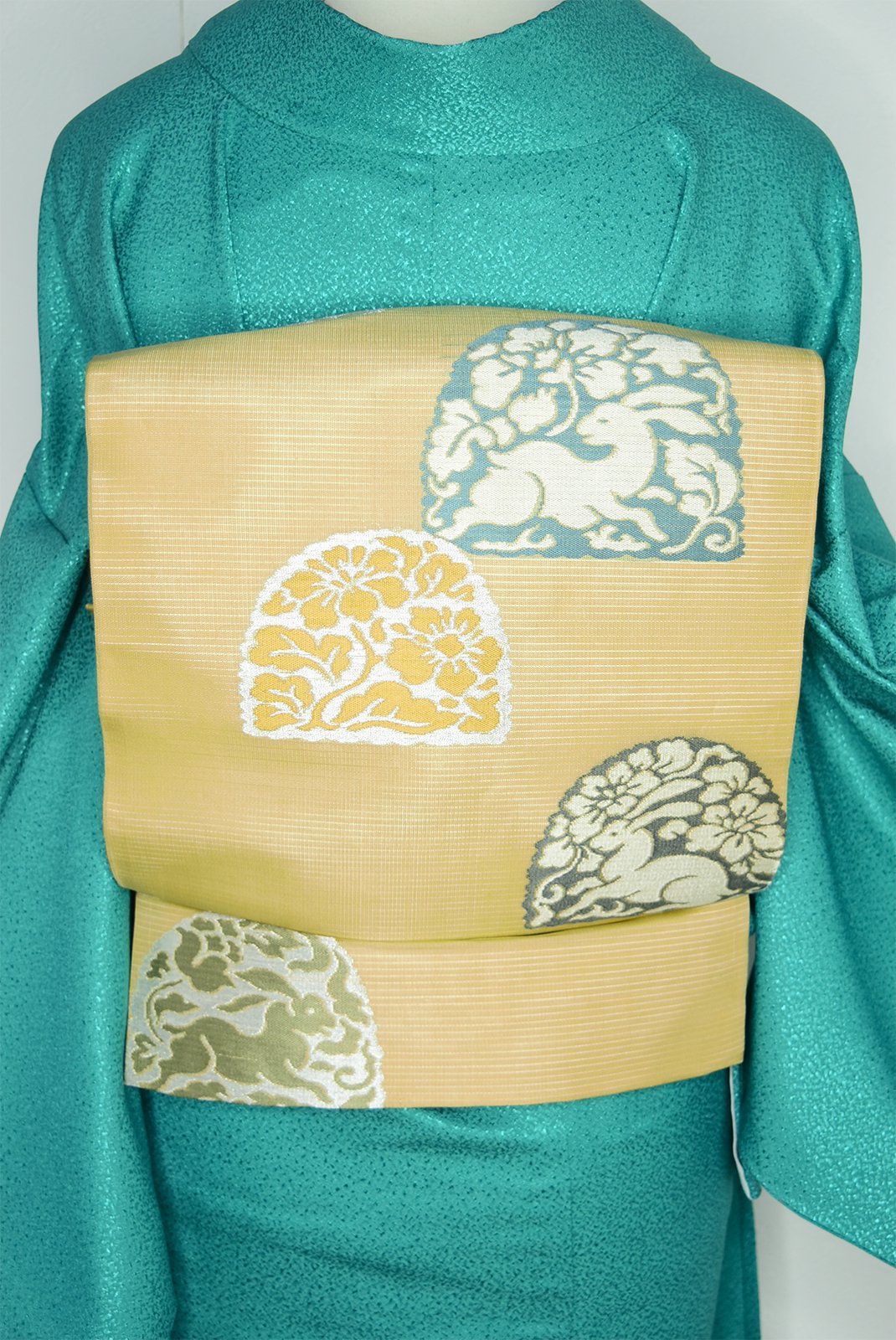 花兎文様美しい正絹絽の夏帯 - アンティーク着物・リサイクル着物の 