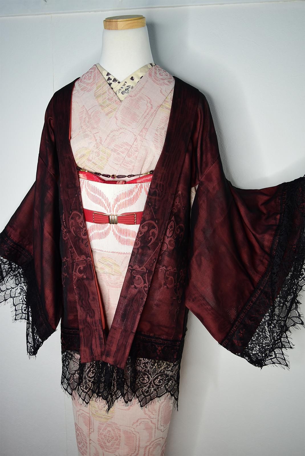 curios tokyoアンティークレース 羽織 ヴィンテージ ナイトジャケット