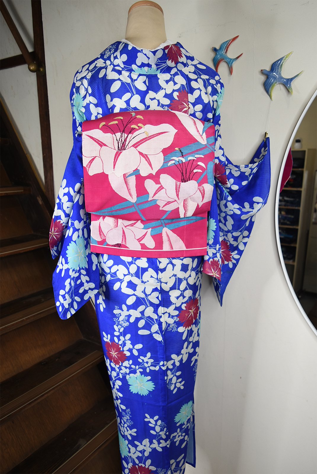 桔梗瑠璃色に萩と撫子美しいアンティーク絽の夏着物 - アンティーク着物・リサイクル着物のオンラインショップ　姉妹屋