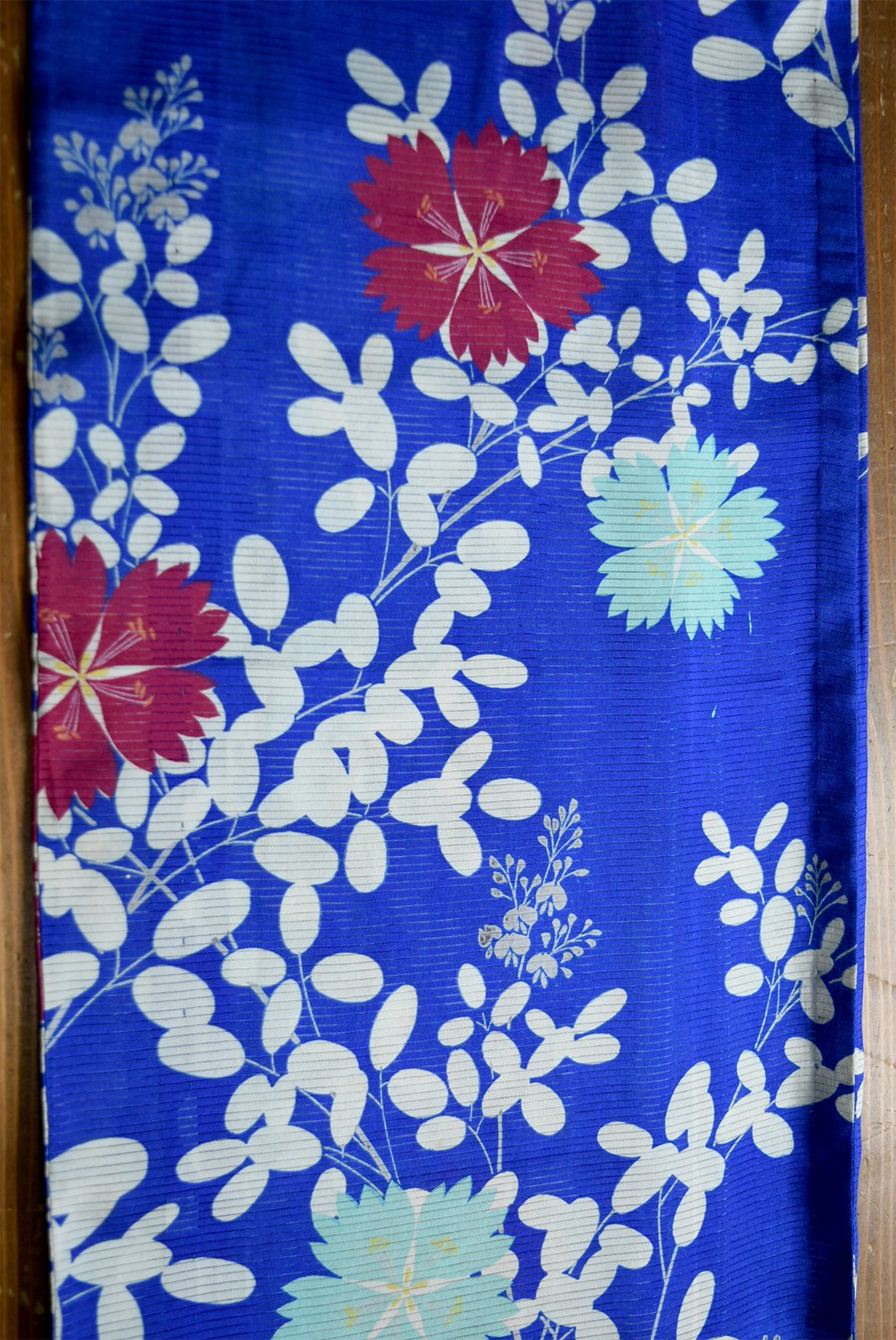 桔梗瑠璃色に萩と撫子美しいアンティーク絽の夏着物 - アンティーク