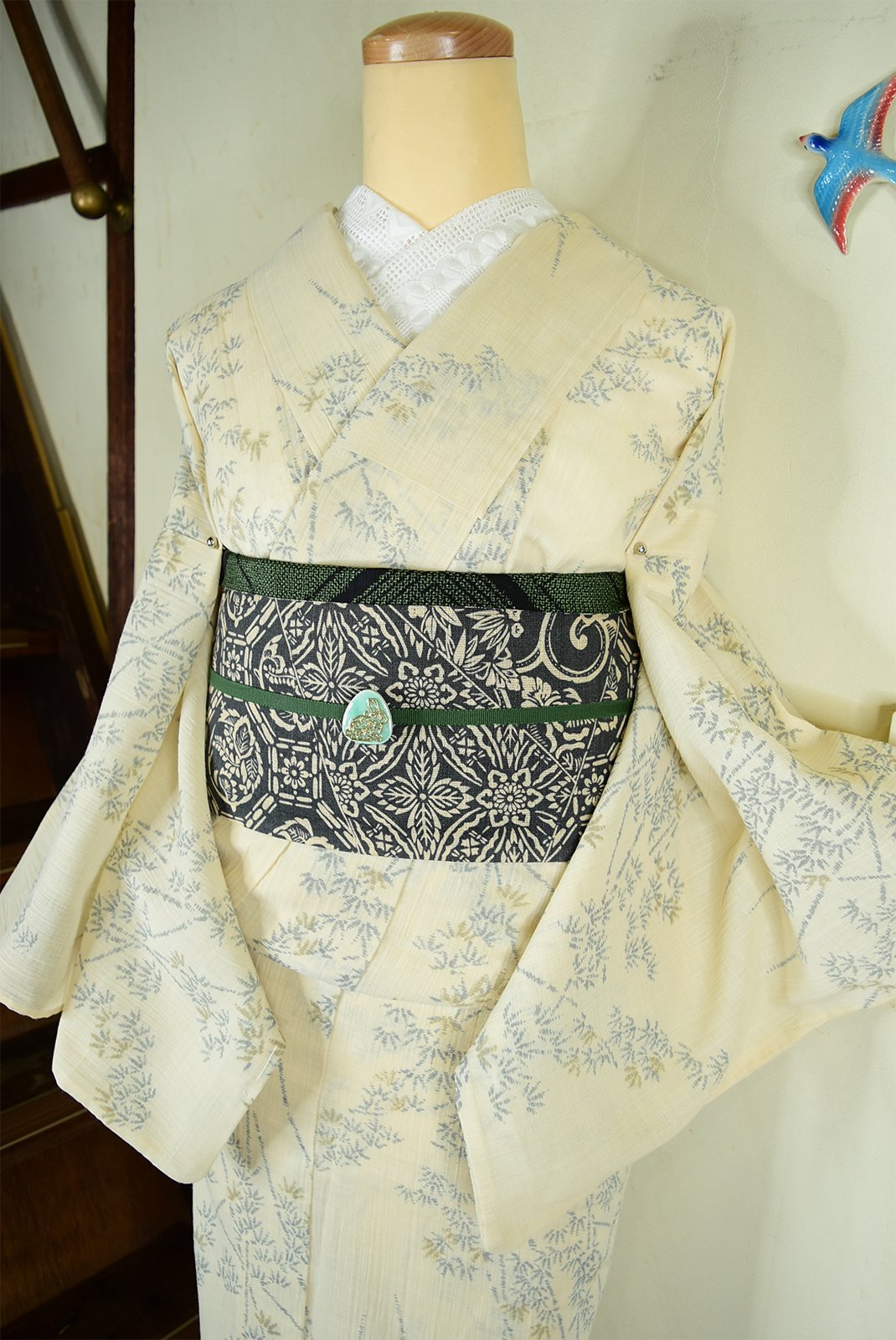 長羽織 格子花織り風 着物、和装コート | kijangmas.com