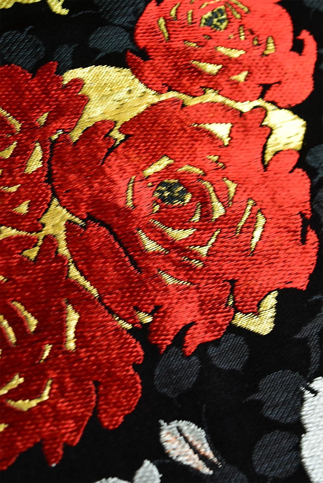 薔薇の花の作り帯☆黒地に金 薔薇の花の作り帯☆黒地に金 だらりの作り帯72（黒地