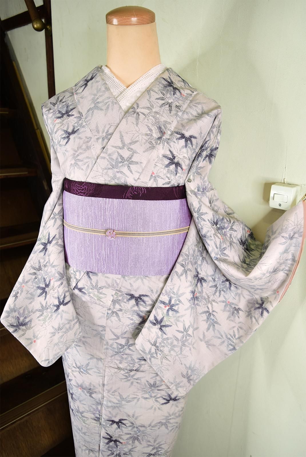 付け下げ】大人ピンク ろうけつ染め 花 袷 正絹 広襟 訪問着 覆