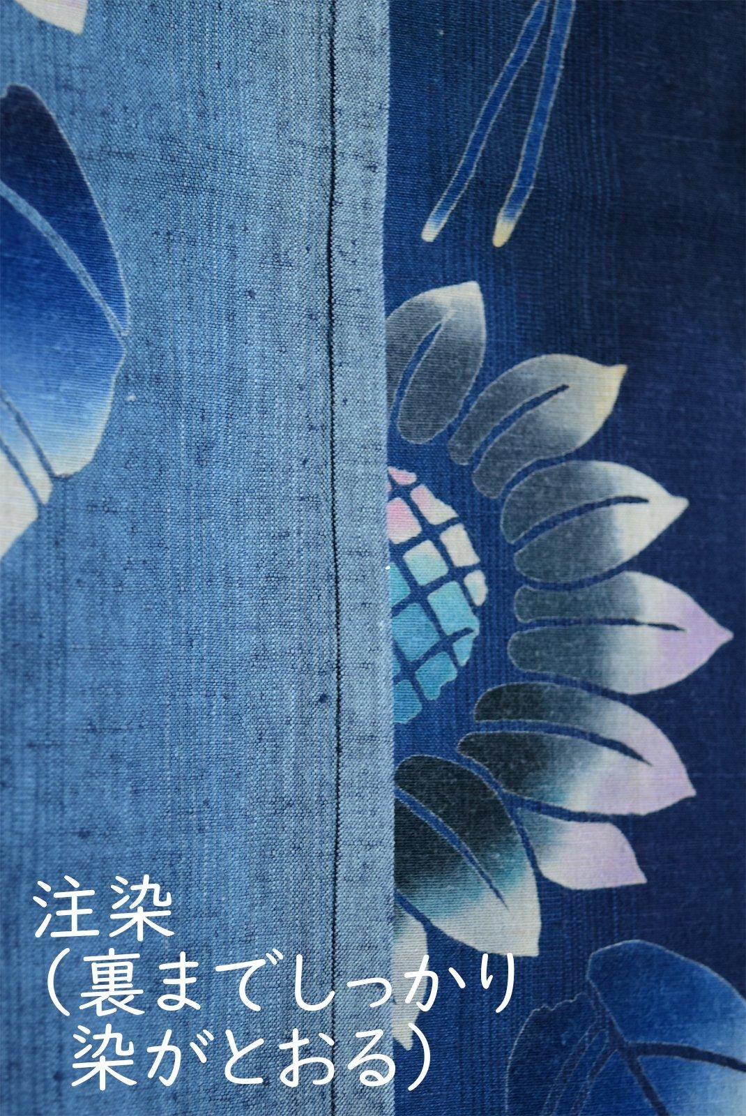 楽天市場】浴衣 美術サロン 藍捺染 知多木綿 綿麻 切子ガラス風