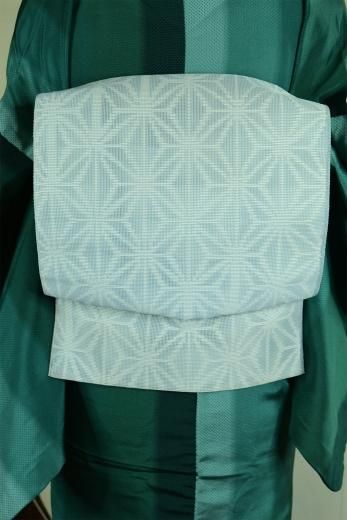 クリーム【夢工房 夏絽】高級化繊・濃紺系に縞柄・居敷当てなし 紺色地めだか涼やかに泳ぐ高級化繊絽の夏着物 - アンティーク