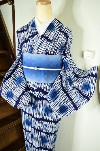 浴衣 レディース 単品 お仕立て上がり浴衣 綿絽浴衣「流水、菊楓