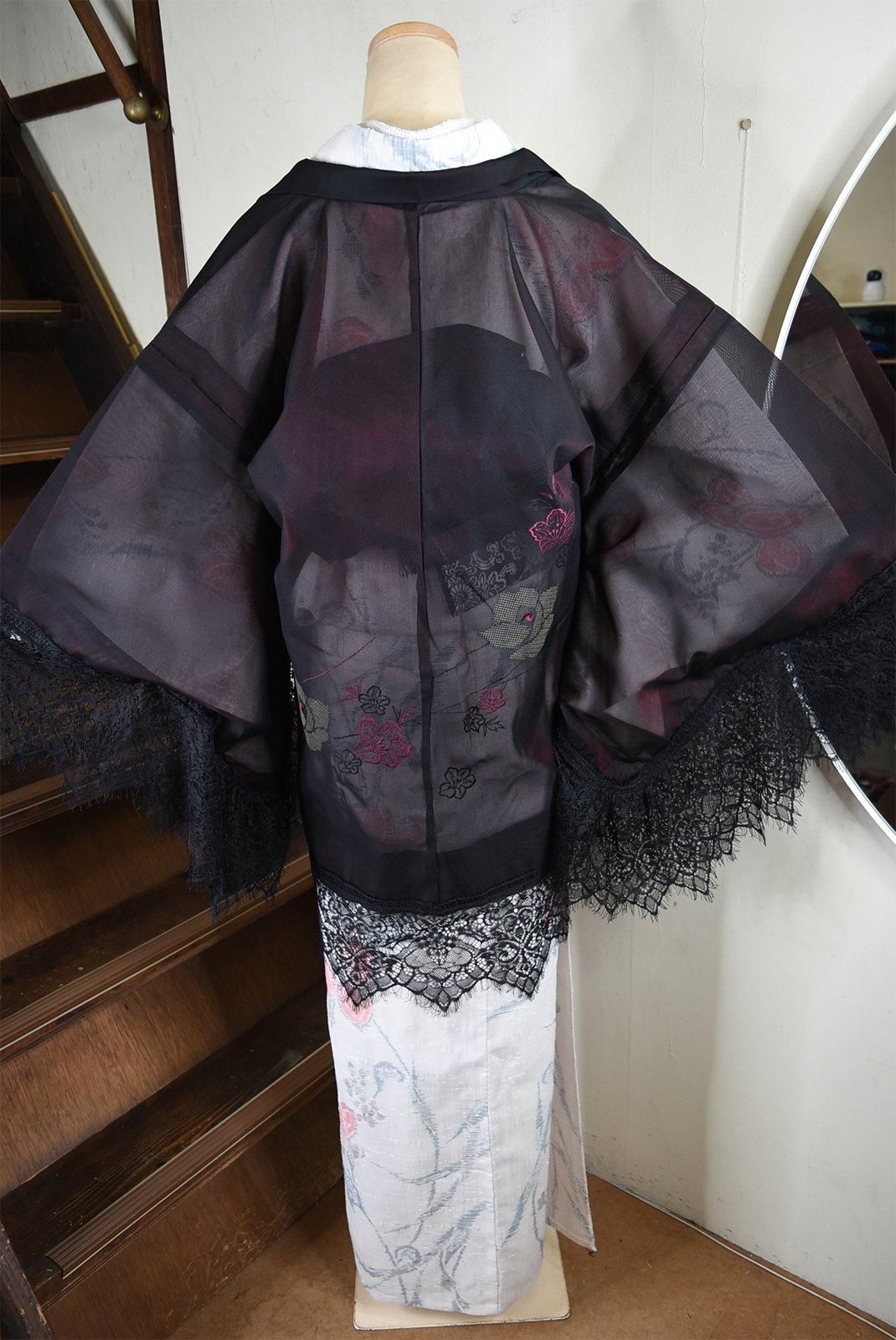 レースデコレーション・リメイク薄羽織（ルビーブラック