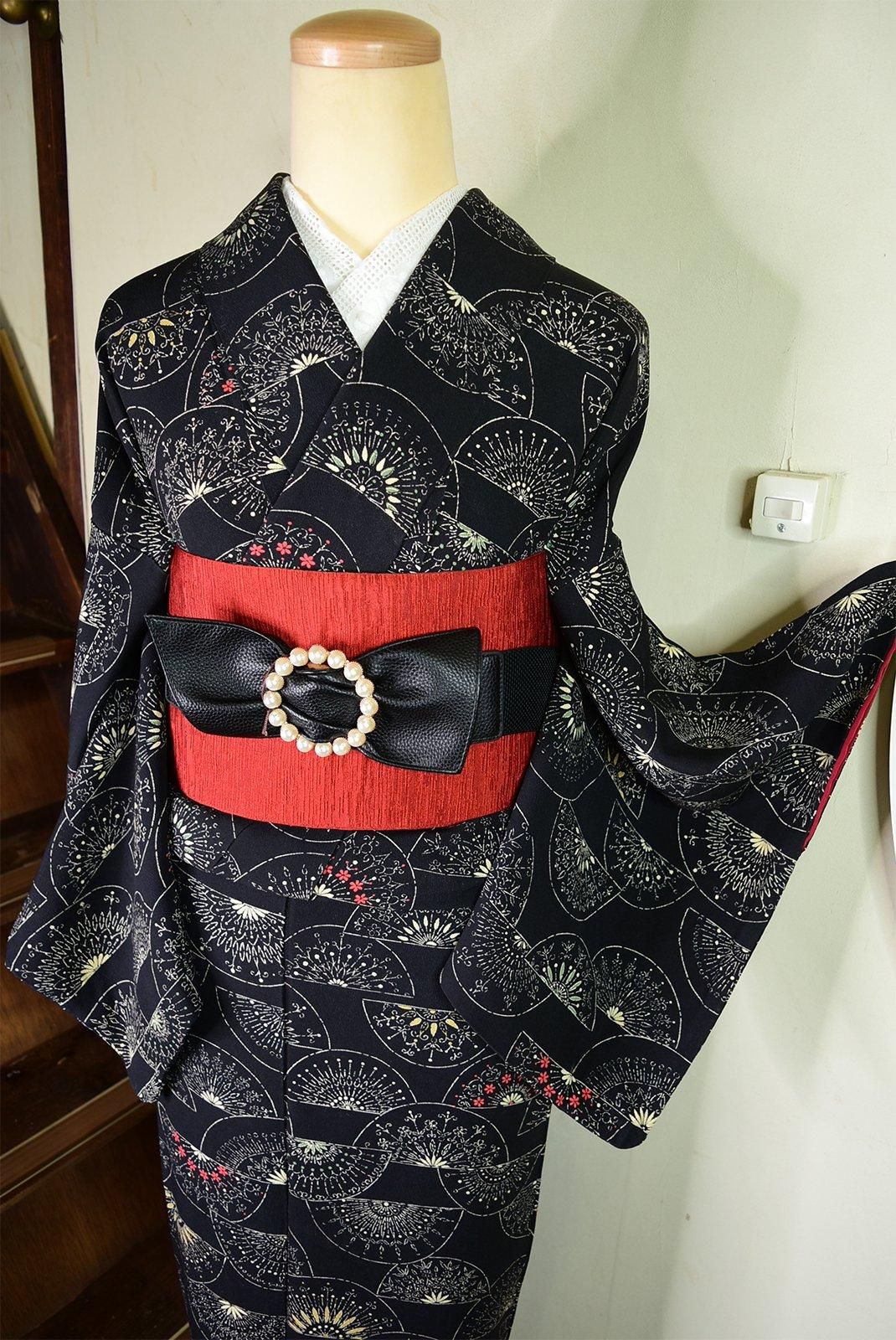 アンティーク着物袷ブラック着物