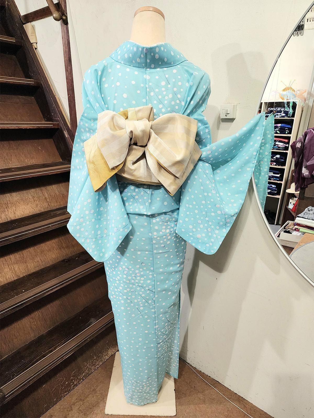 ひふみ R7SK803 付け下げ訪問着 絽 夏物 薄物 ミント 花 シルク 夏用・7・8月向け】付下(絽)｜水色に華文｜H0223｜M｜宅配着物