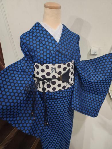 振袖と帯セット（黒と朱の縞大正ロマン） - アンティーク着物