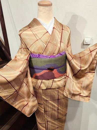 浴衣　綿　楓　鹿の子　流水　着物　065t 浴衣 綿 花模様 梅花 鹿の子 着物 065t - メルカリ