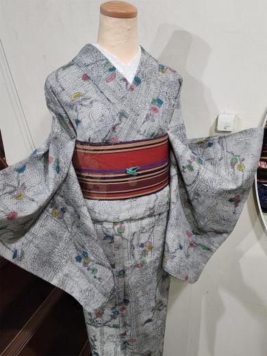 (あ812)力強い黄緑×黒×水色×金の青海波のアンティーク振袖㊗️袋帯と②点セット C7126101319010 帯揚げ／金彩帯揚／青海波／黒 | きものやまと