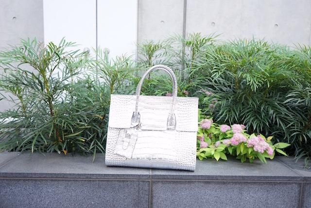 シルバー クロコダイル風 トートバッグ クロコ風トートバッグ シルバー - Fleur accesories shop