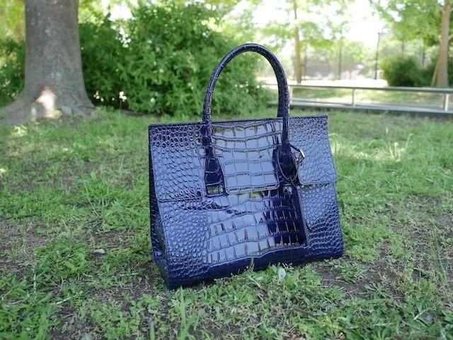 クロコ風トートバッグ ネイビー - Fleur accesories shop