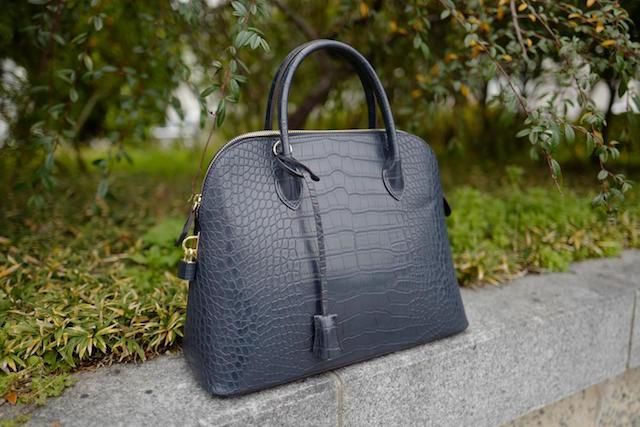 トートバッグ CROCODILE クロコダイル 濃紺 ネイビー鰐革 ワニ革