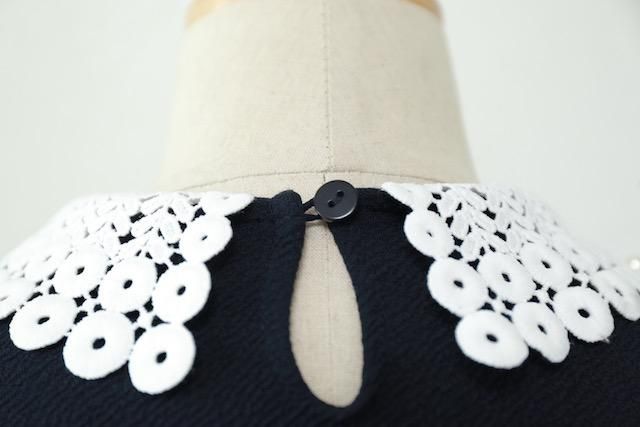 襟付きワンピース(ネイビー) - Fleur accesories shop