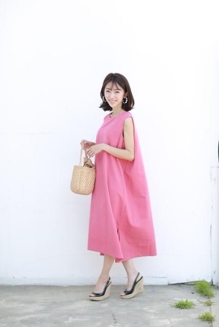 Pumpkinリネンブレンドワンピース ピンク Fleur Accesories Shop Pumpkinリネンブレンドワンピース ピンク Fleur Accesories Shop