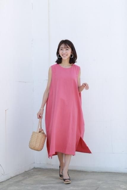 Pumpkinリネンブレンドワンピース(ピンク) - Fleur accesories Pumpkinリネンブレンドワンピース(ピンク) - Fleur accesories