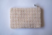 Tweed pouch yellow beige