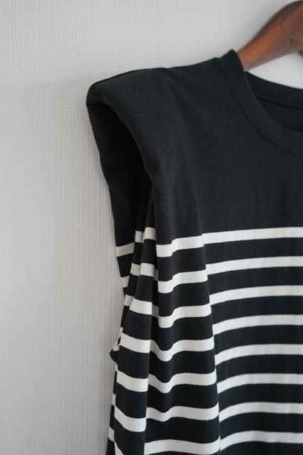 肩パット付きボーダーTシャツ（ブラック） - Fleur accesories shop