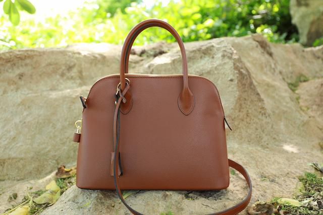 レザー風バッグM キャメル - Fleur accesories shop