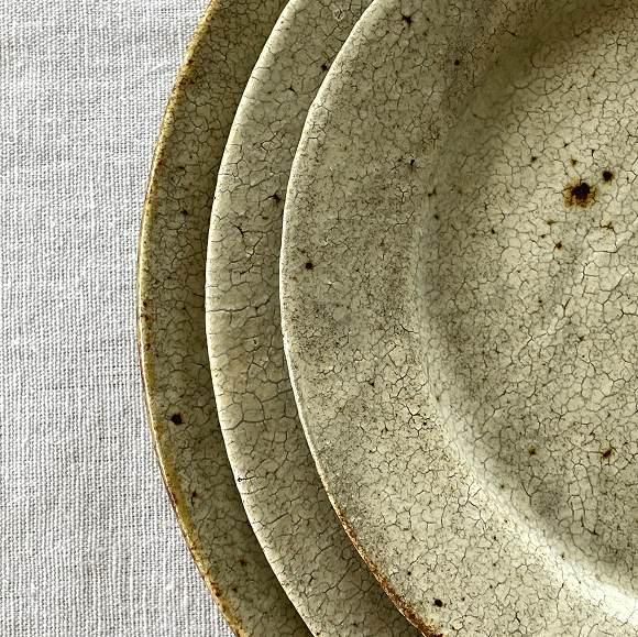 民平　小皿　４枚　細かいヒビあり 美濃焼 かいらぎ4寸皿/Mino yaki Penetrated 13cm dish/Japan