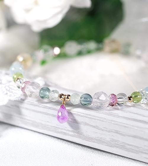 18金×ピンクサファイア＆ミスティックピンクトパーズのブレスレット