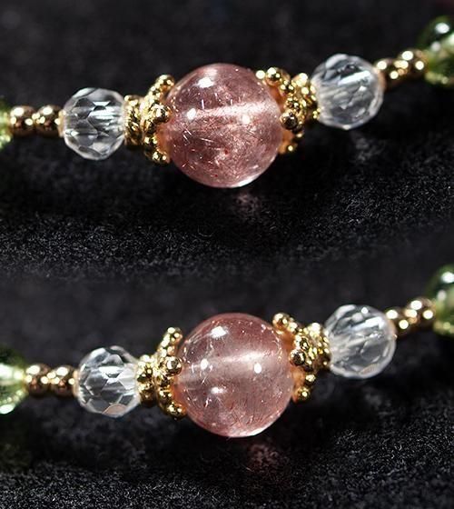 ★特選一連★バラ色の人生♢パワーストーンの女王【インカローズさざれ連】♡ バラ人生インカローズ約5mm天使の石アクアマリン約5mm強高級