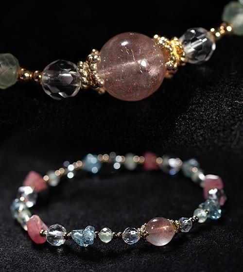 内面から愛を育む光【ストロベリークォーツ＆アクアマリン】デザイン