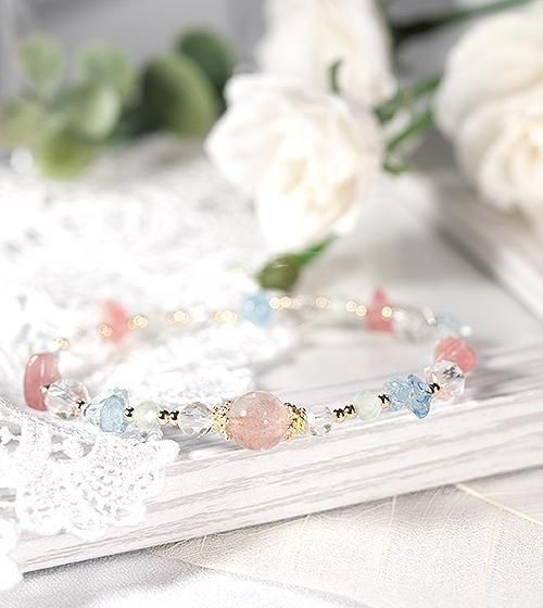 内面から愛を育む光【ストロベリークォーツ＆アクアマリン】デザイン