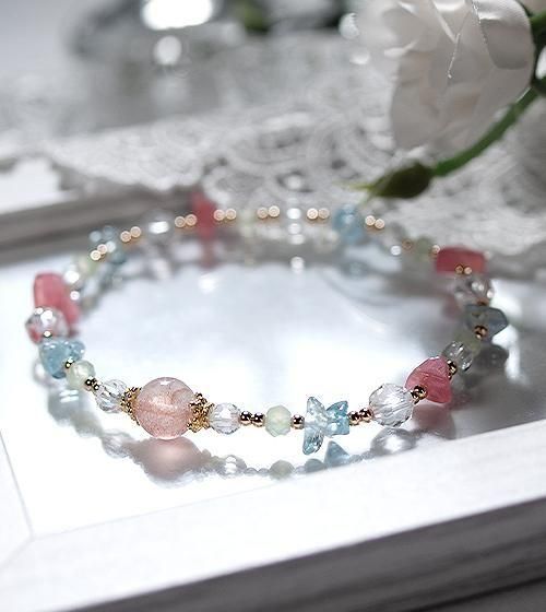 内面から愛を育む光【ストロベリークォーツ＆アクアマリン】デザイン