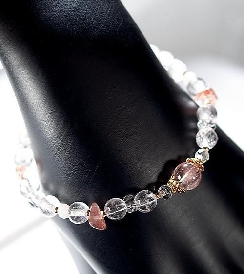 天然石★ブレスレット ストロベリークォーツ ♪ 377 天然石☆ブレスレット ストロベリークォーツ ♪ 377