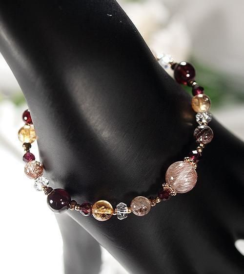 レッドルチル＆ガーネット【女性的魅力と自信を高める光】細ライン