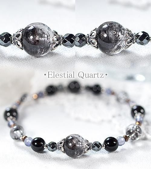 天然石 ブラックエレスチャルクォーツ パワーストーン 天然石 ブラックエレスチャルクォーツ?骸骨水晶