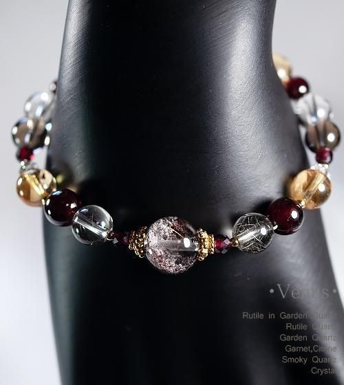 ゴールドルチル入りガーデンクォーツ＆ゴールドルチル＆ガーネット