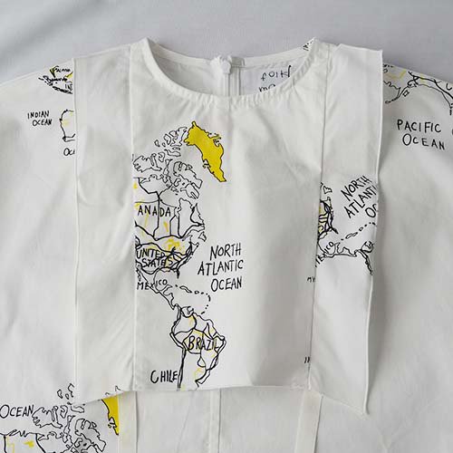 map pattern tunic shirt white map print LL(145-155) folk made 
