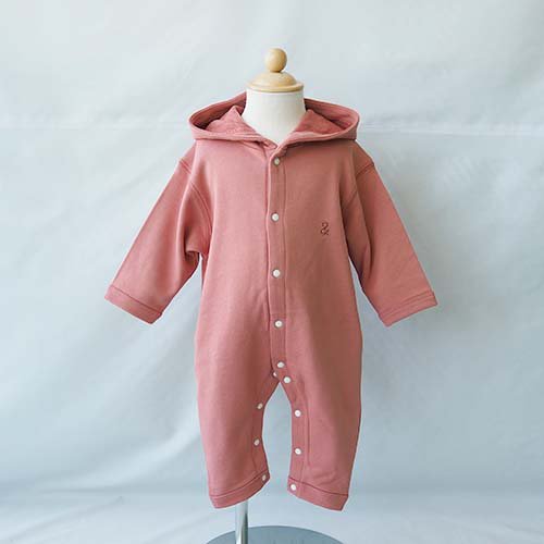 <img class='new_mark_img1' src='https://img.shop-pro.jp/img/new/icons7.gif' style='border:none;display:inline;margin:0px;padding:0px;width:auto;' />ORGANIC　HOODY ROMPERS　PINK  F(70-80)　Arch&LINE(アーチ＆ライン）