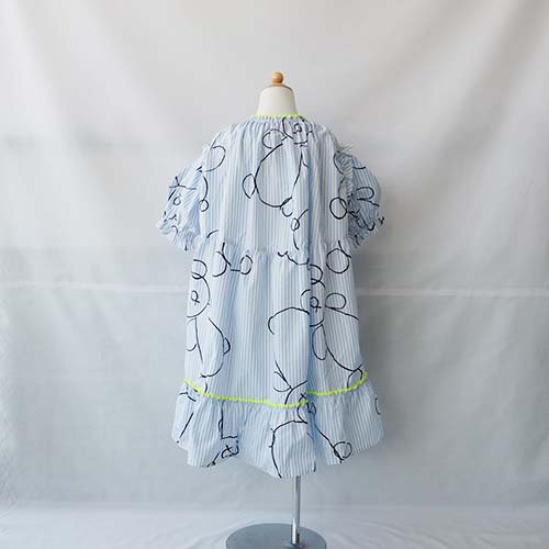 BEAR FRILL PONCHO DRESS DRESS BLUE STRIPE S-L(1-8歳） FRANKY GROW