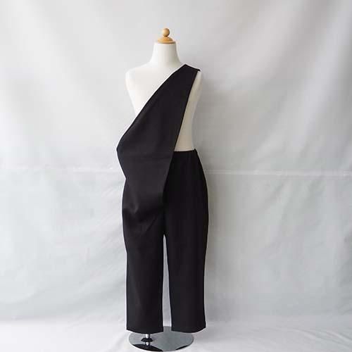 michirico オーバーオール Mサイズ One side overalls ブラック M(100-115) michirico ミチリコ