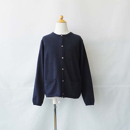 <img class='new_mark_img1' src='https://img.shop-pro.jp/img/new/icons16.gif' style='border:none;display:inline;margin:0px;padding:0px;width:auto;' />12G COTTON KNIT C/N CARDIGAN  NAVY　XS-XL(85-145)　Arch&LINE(アーチ＆ライン）