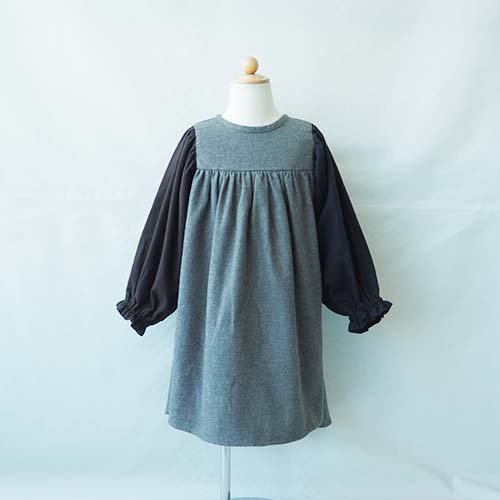 multicolor gather one-piece gray M-L(100-120) kiky - こども