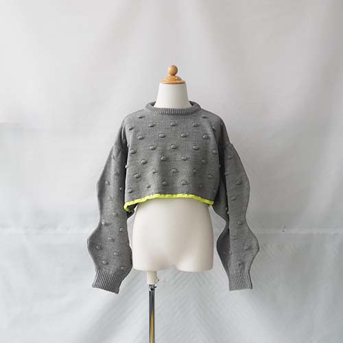 CROPPED POPCORN KNIT PULOVER GRAY M-L（3-8歳） FRANKY GROW