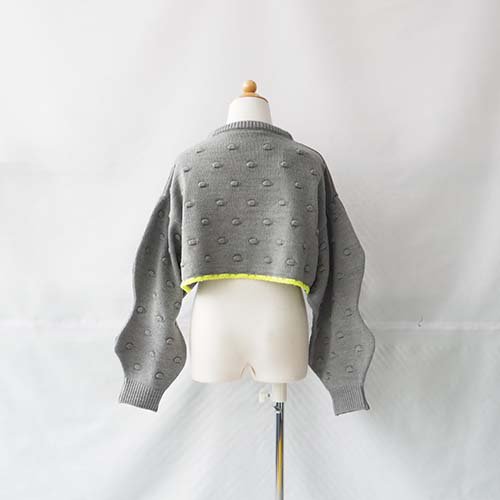 CROPPED POPCORN KNIT PULOVER GRAY M-L（3-8歳） FRANKY GROW