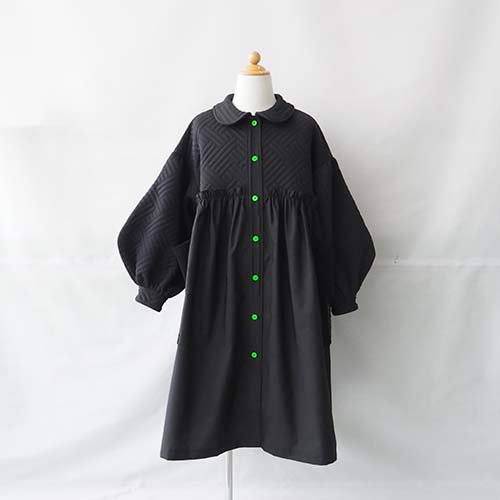 DIFFERENT MATERIAL MIX DRESS SHIRT BLACK M-L（3-8歳） FRANKY GROW