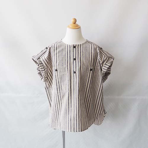 pajama stripe shirts black 120-130 eLfinFolk エルフィンフォルク