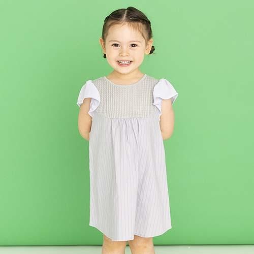 シフォンフリル袖ケーブルニットワンピース パープル 80-135 ami