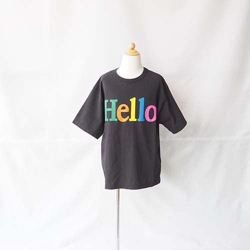 Hello Tee BLACK S-XL(90-160) SMOOTHY スムージー - こどもふくと雑貨