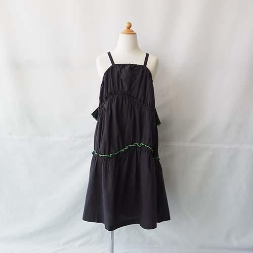 frankygrow DRESS BLACK frankygrow】LETTERS 2WAY GATHER DRESS